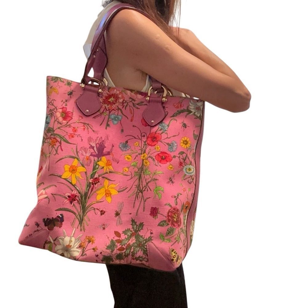 Gucci Pink Floral Tote Bag - Picture 11 of 12